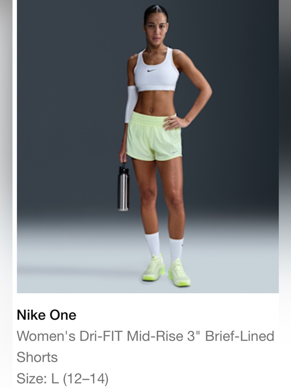 Nike Women's Dri-FIT Mid-Rise 3" Shorts in Neon Yellow-Green